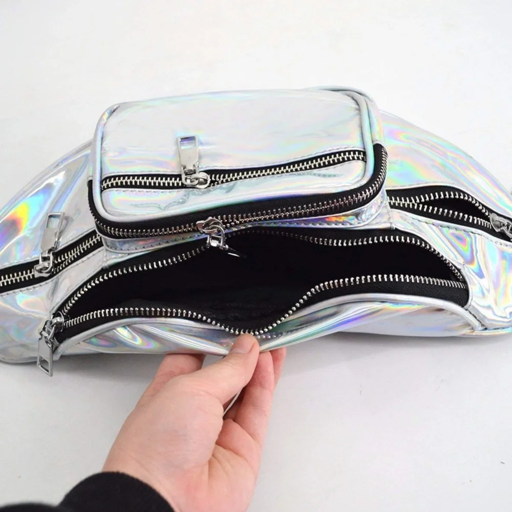 silver holographic fanny pack - Picture 4 of 10